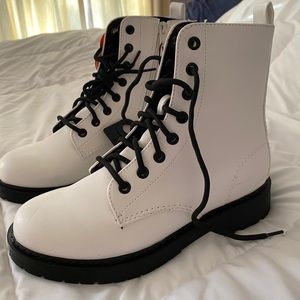 White Combat Boots